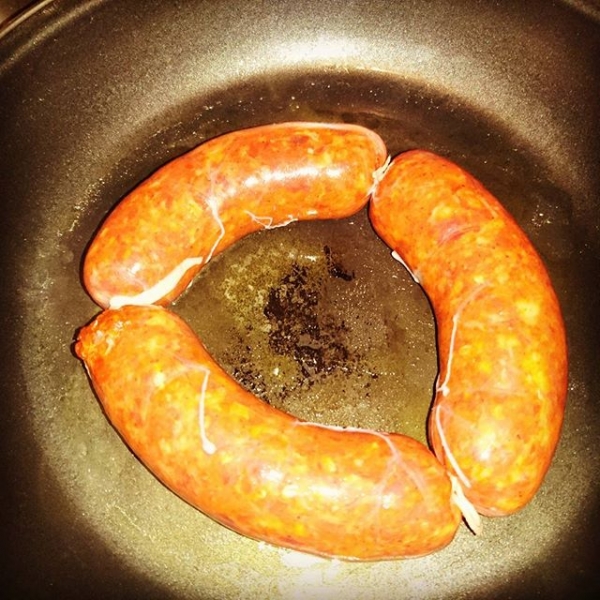 Fresh home made chorizo. Cooking with